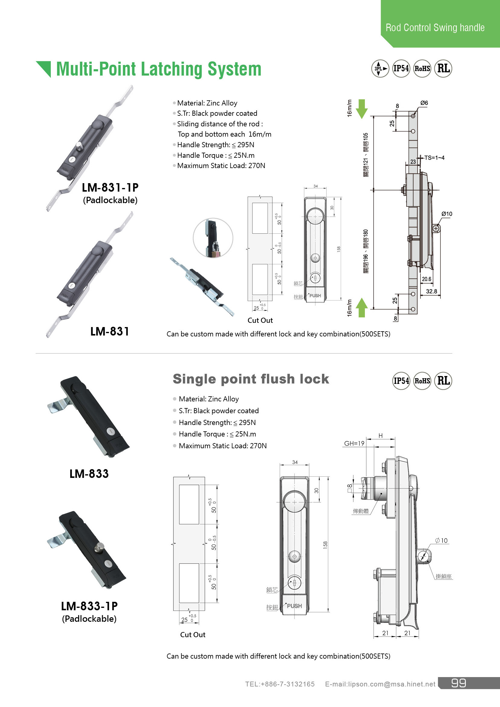 LM-833 Metal Cabinet Swing Handle Industrial Lift and Turn Lock Plane Flush Cam Latch Electric Switchboard Electrical Panel Lock