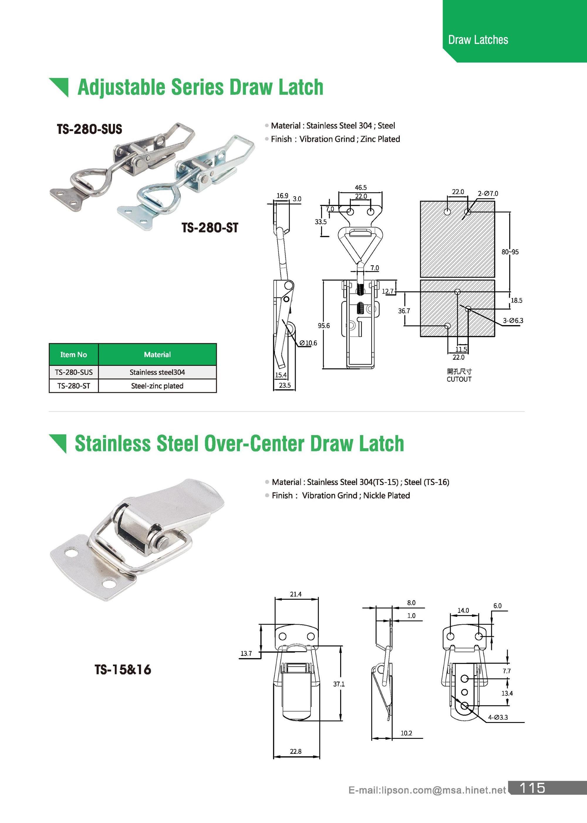 TS-280-ST Steel Galvanized Toggle Clamps Lock Compression Clamp Locking Case Hardware Over Center Clip Heavy Duty Draw Latch