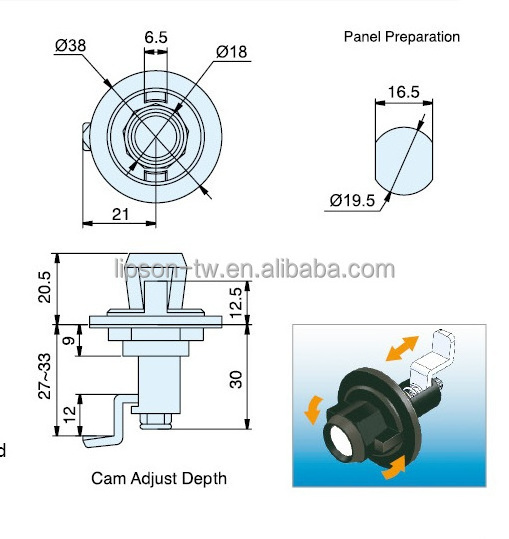 LM-811 Plastic Knob Adjustable Grip Southco Electrical Panel Cabinet Lock Turn Adjustable Cam Compression Latch