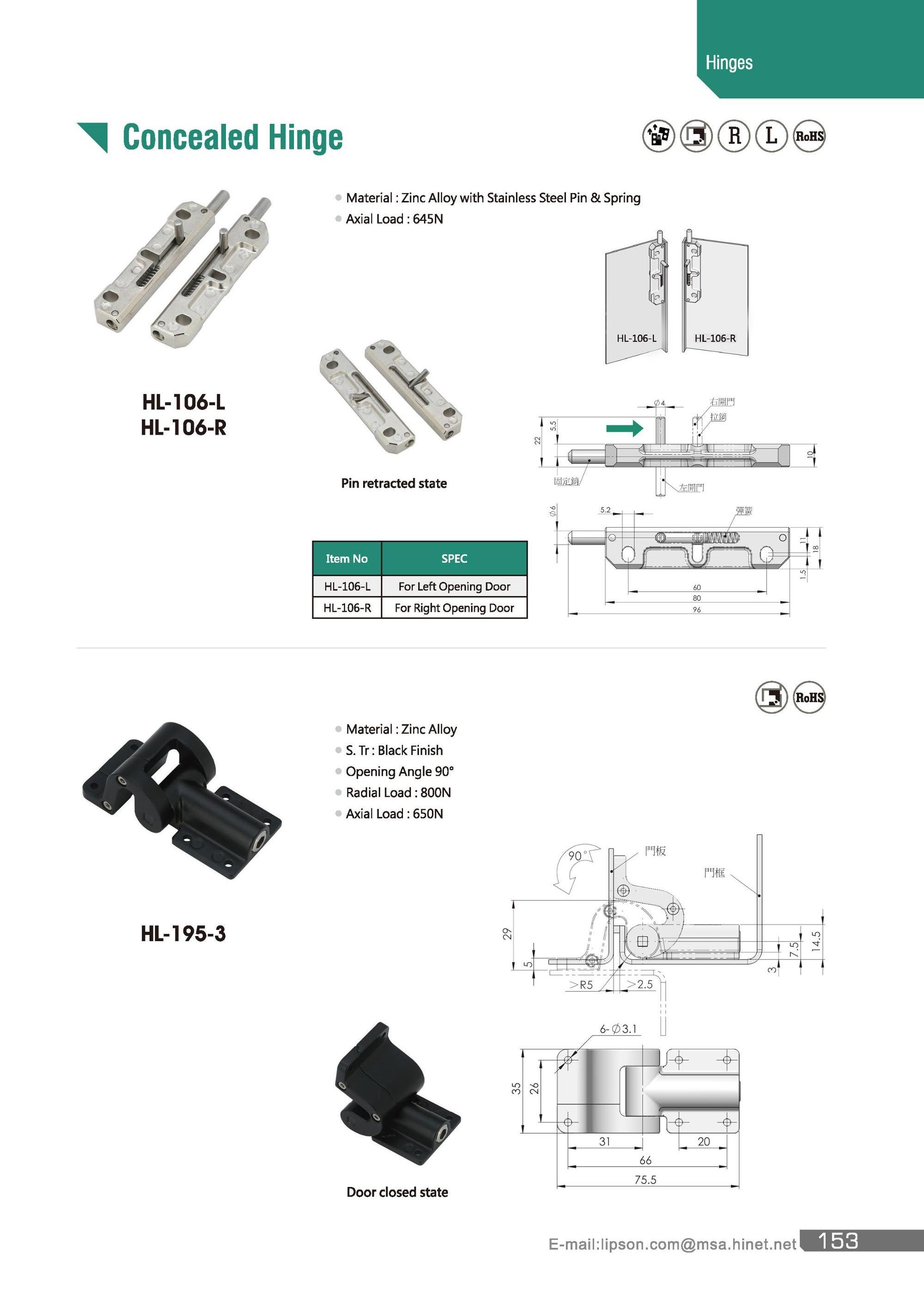 HL-195-3 Industrial Equipment 90 degree Loacking Concealed Cabinets Hinge