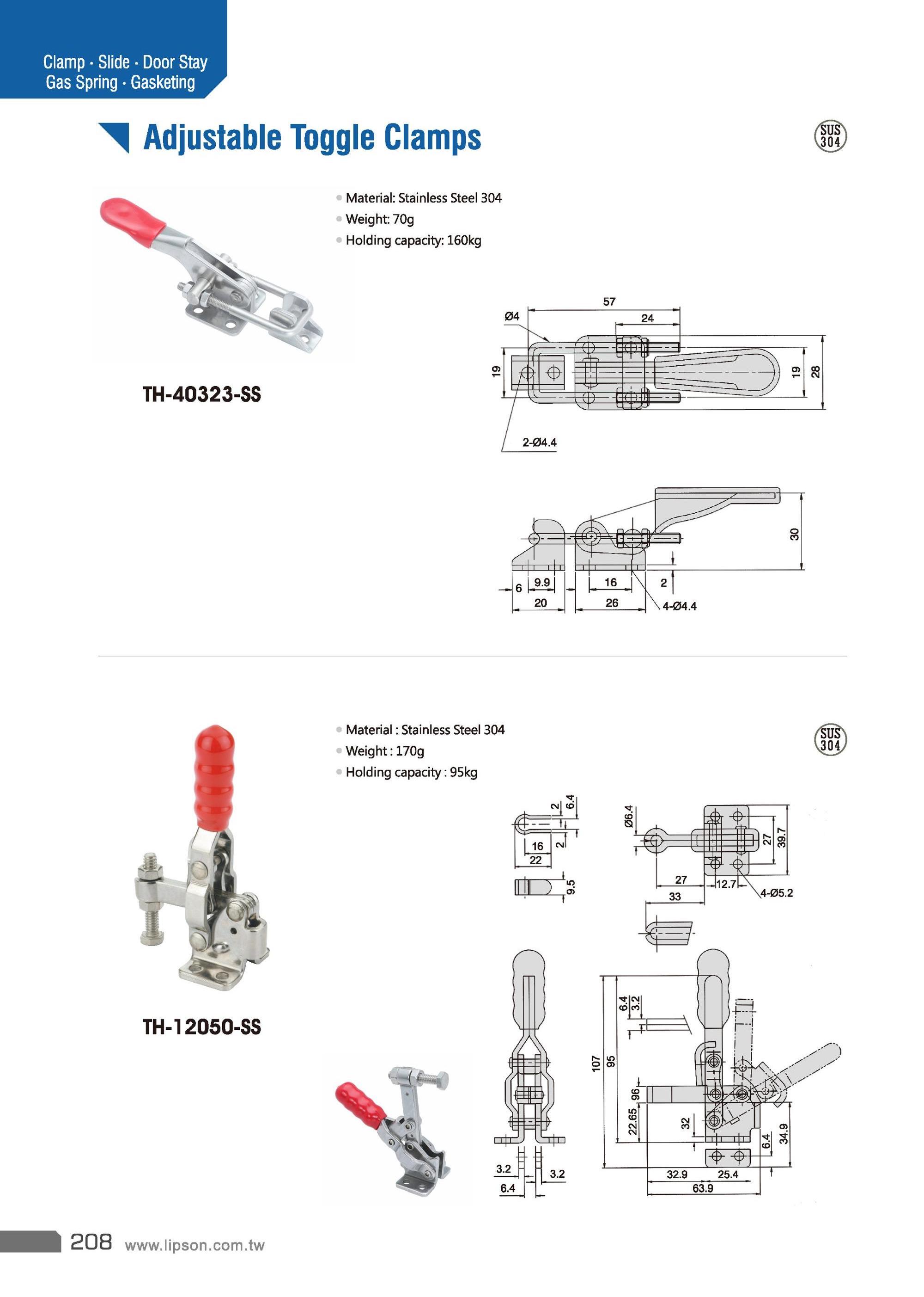 TH-40323-SS Horizontal U Hook Latch Stainless Steel Toggle Lever Latch Clamp