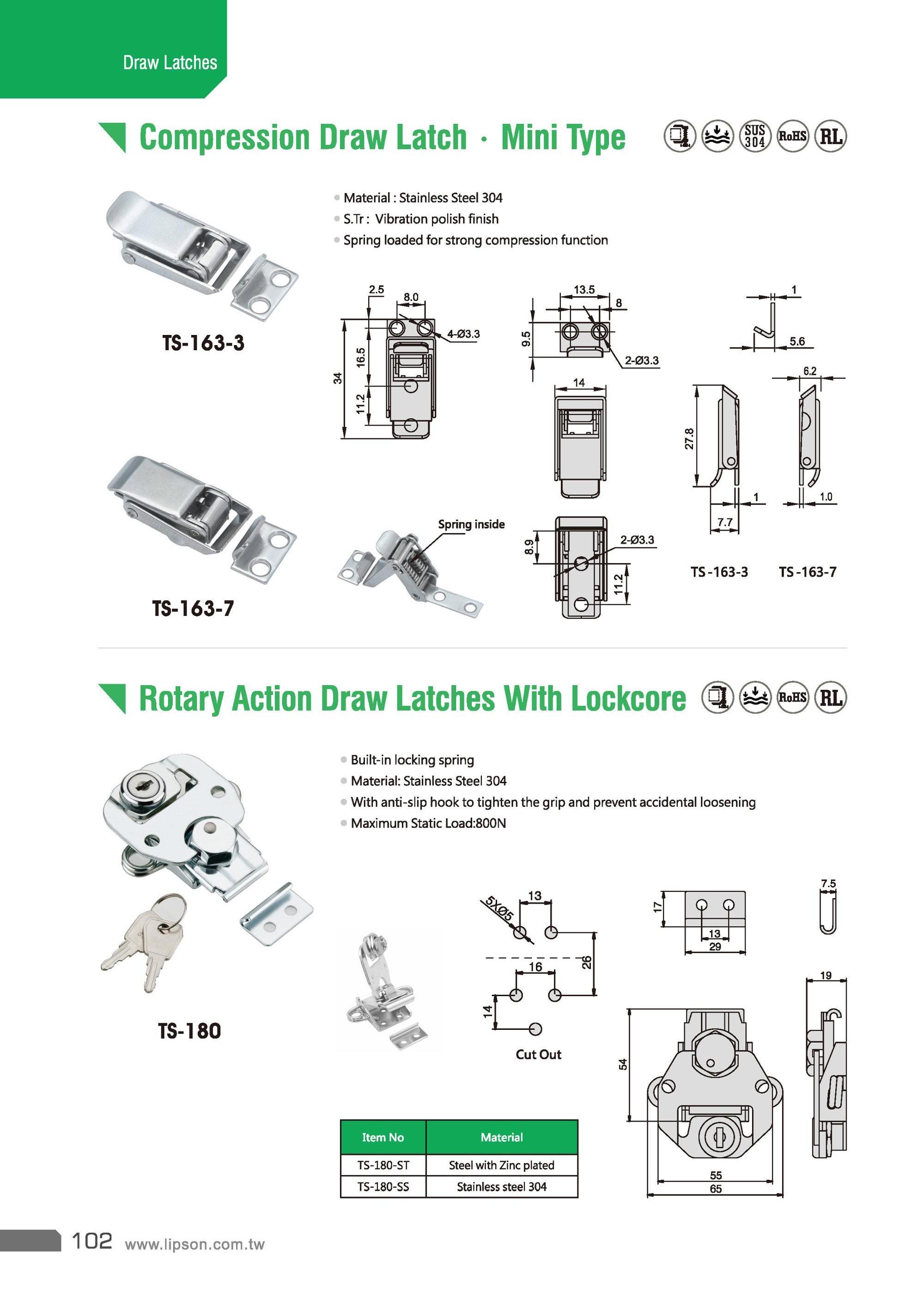 TS-180 Draw Rotary Butterfly Wing Turn Twist Lock Crate Flight Case Toggle Cabinet South K4 Spring Loaded Latch