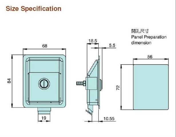 LM-318 Ambulances Vehicle Tool Box Truck Toolbox Slam Door Paddle Push Close Handle Rv Locks Flush Recessed Compression Latch