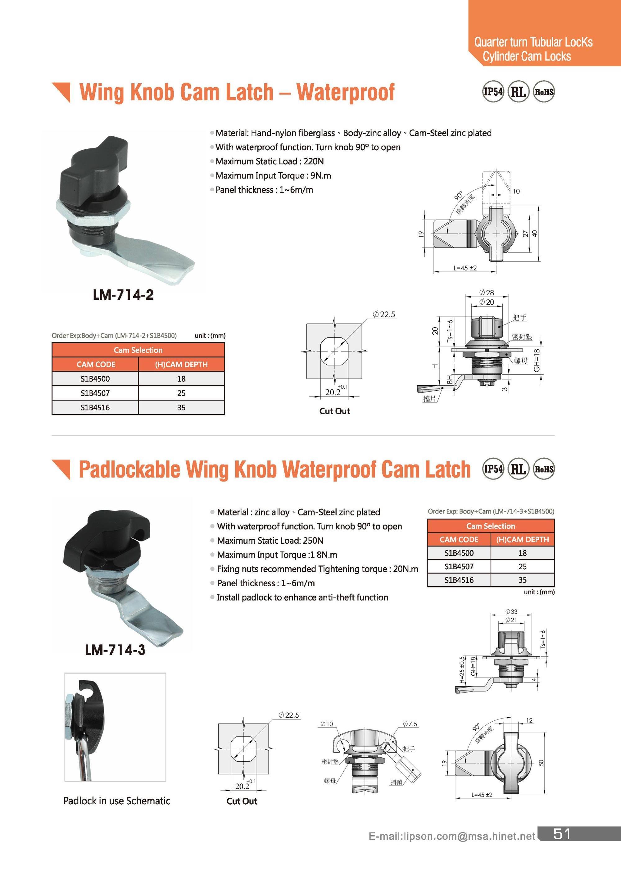 LM-714-2 Electrical Panel Door Locks Metal Cabinet Zinc Alloy Black Powder Coat Fixed Grip E5 Plastic Wing Knob Cam Latch