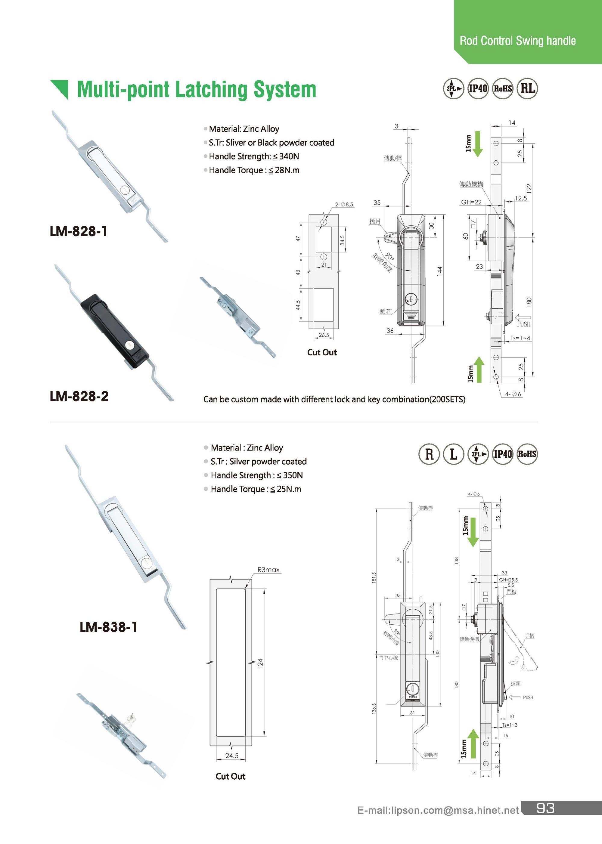 LM-838-1 Rod Control SWINGHANDLE MULTI-POINT Latch