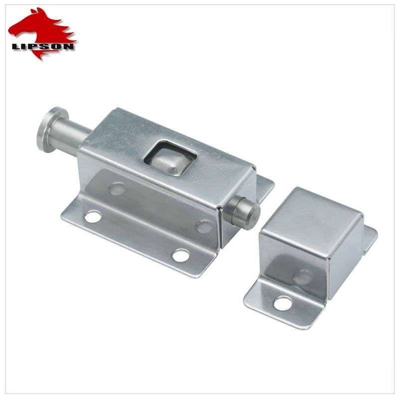 LM-101 Stainless Steel Door Latch Sliding Lock Barrel Bolt Automatic Spring Latch Push Button Door Latch Spring Bolt Lock