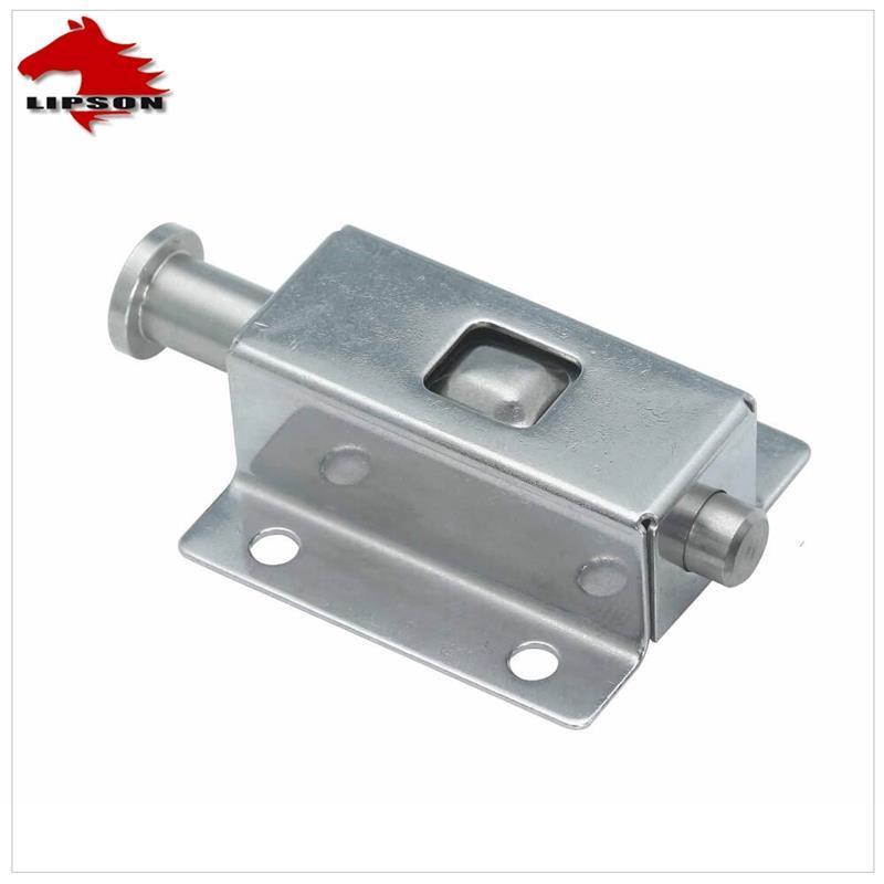 LM-101 Sliding Lock Barrel Bolt Push Button Automatic Spring Latch Hardware Metal Spring Loaded Door Latch