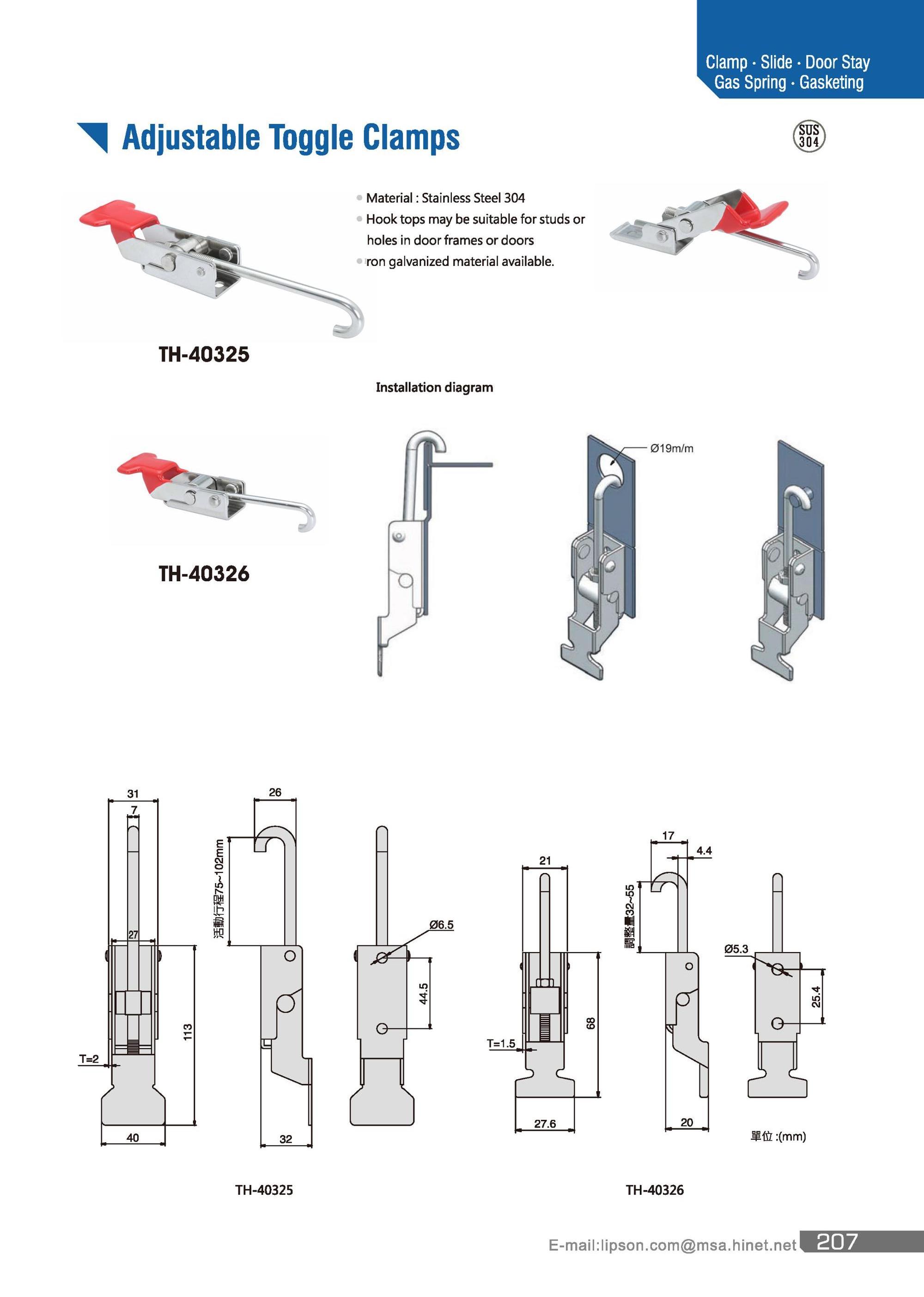 TH-40326 J Hook Latch Stainless Steel Toggle Clamp