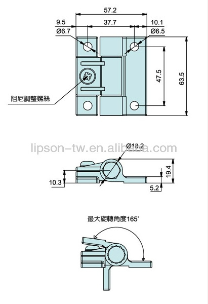 HL-272-2 Polyamide Plastic Screw Mount Angle Adjustable Torque Resistance Position Control Friction Industrial Hinge