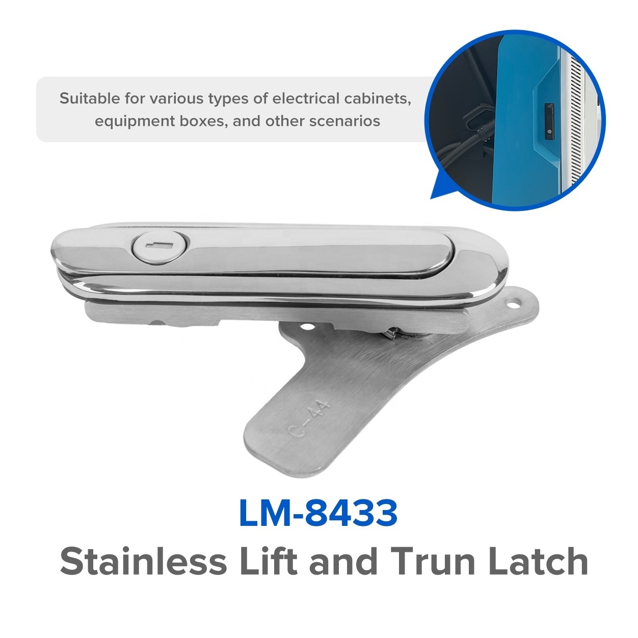 LM-8433-SS Stainless steel 316 Swing handle Lift and Turn Metal Cabinet Lock Key Locking Sealed Cam Latch