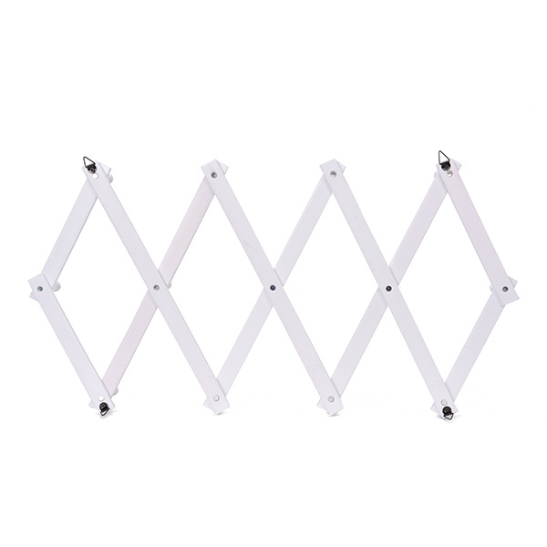 Expandable Vintage White Wall Wooden Coat Rack 13 Hooks (Pegs) Hang Hats Jackets Necklaces Towels Leash Scarves