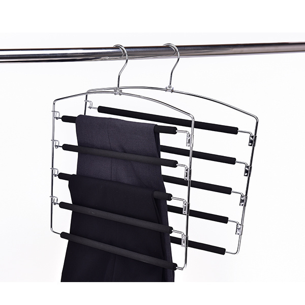 Metal Hanger Non Slip 3 Pack Space Saving Multi-Layer Swing Arm Hanger Stainless Steel Hangers for Pants