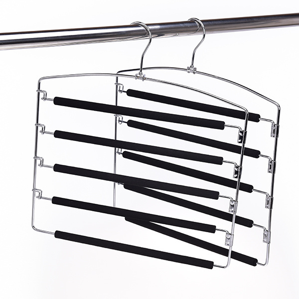 Metal Hanger Non Slip 3 Pack Space Saving Multi-Layer Swing Arm Hanger Stainless Steel Hangers for Pants