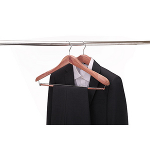 American Red Cedar Wood Coat Wide Shoulder for Suit Clothes Hanger with Non Slip Pant Bar