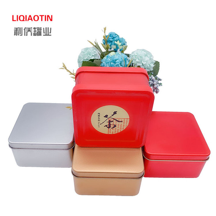 Manufacturers new small square tin box tea metal box can be customized embossed convex