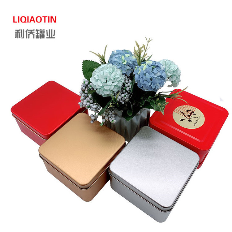 Manufacturers new small square tin box tea metal box can be customized embossed convex