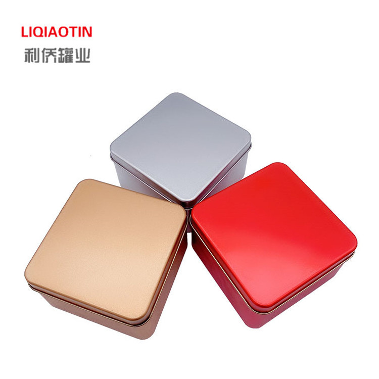 Manufacturers new small square tin box tea metal box can be customized embossed convex