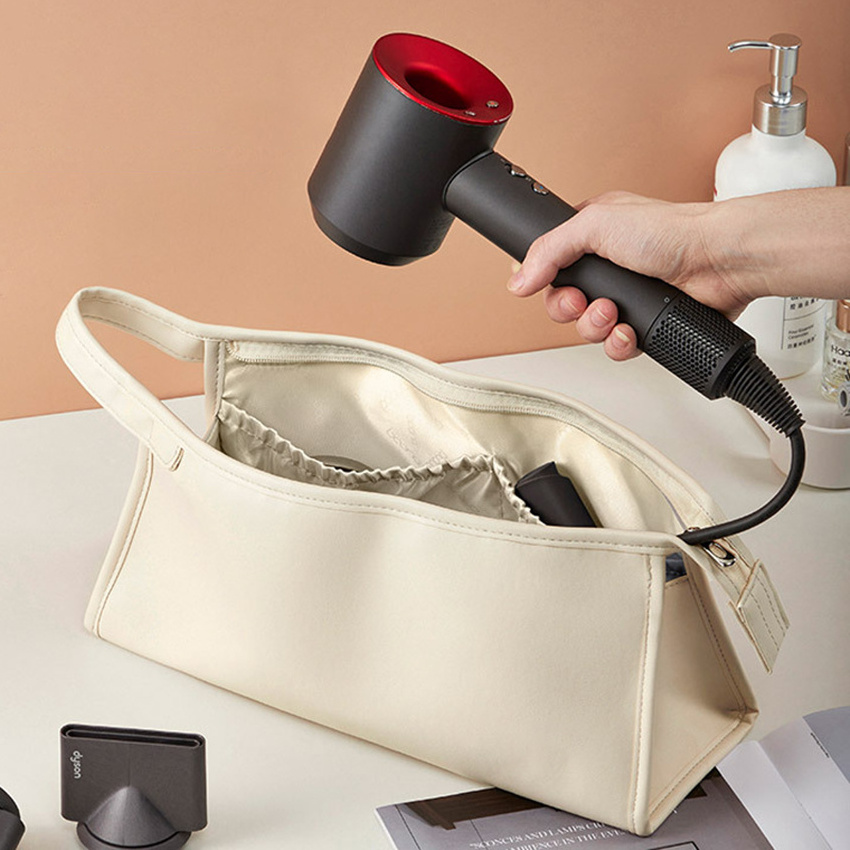 Wholesale fashion hair dryer storage bag large capacity travel water-proof bag portable leather curling iron bag