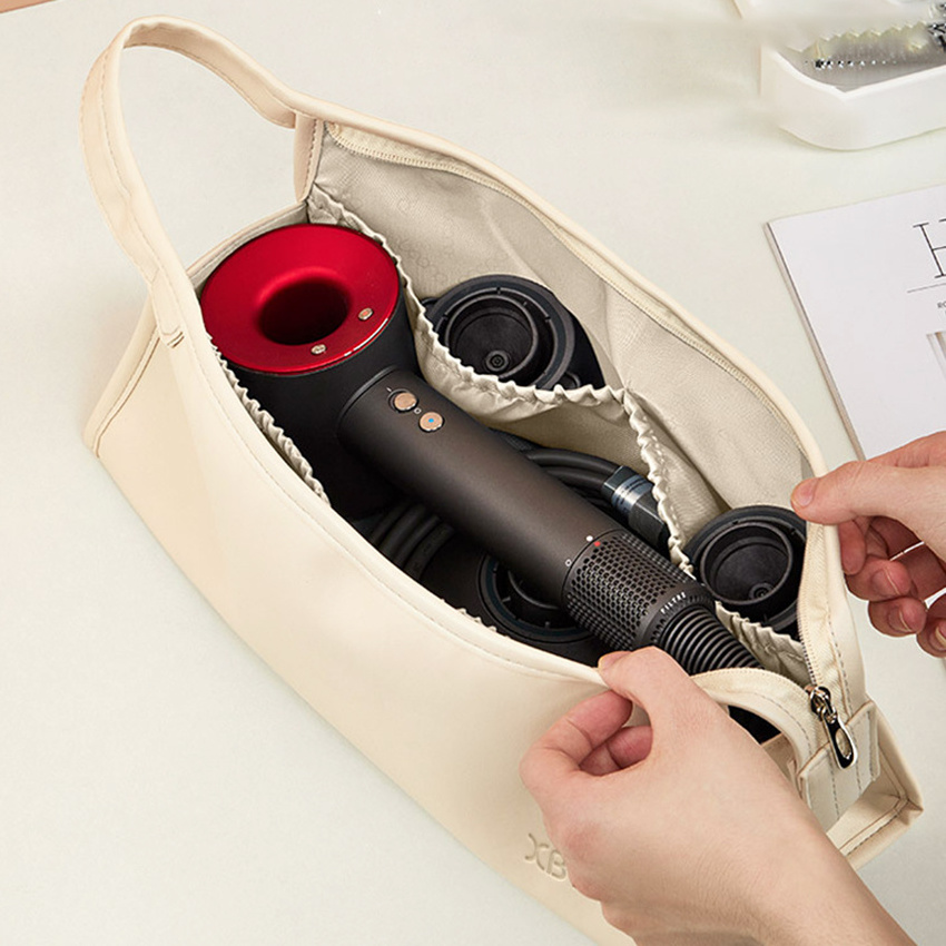 Wholesale fashion hair dryer storage bag large capacity travel water-proof bag portable leather curling iron bag