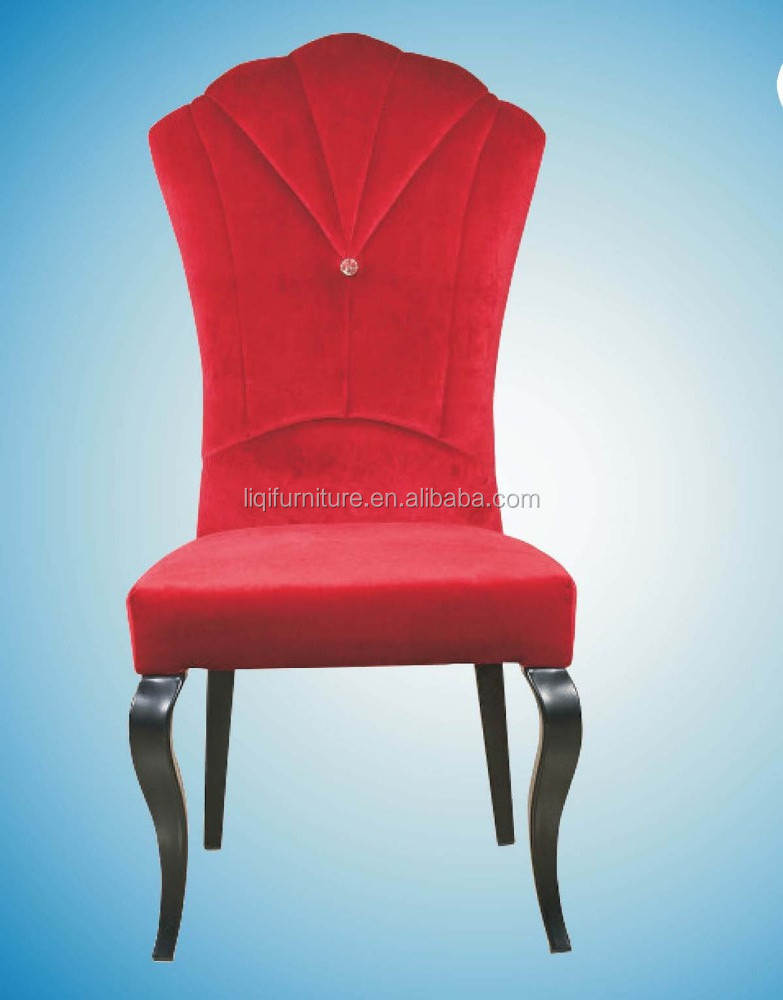 red velvet elegant comfortable upholstered luxury high crown back dining chair QL-E102