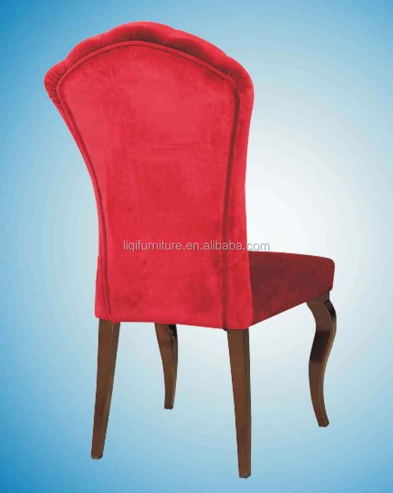 red velvet elegant comfortable upholstered luxury high crown back dining chair QL-E102