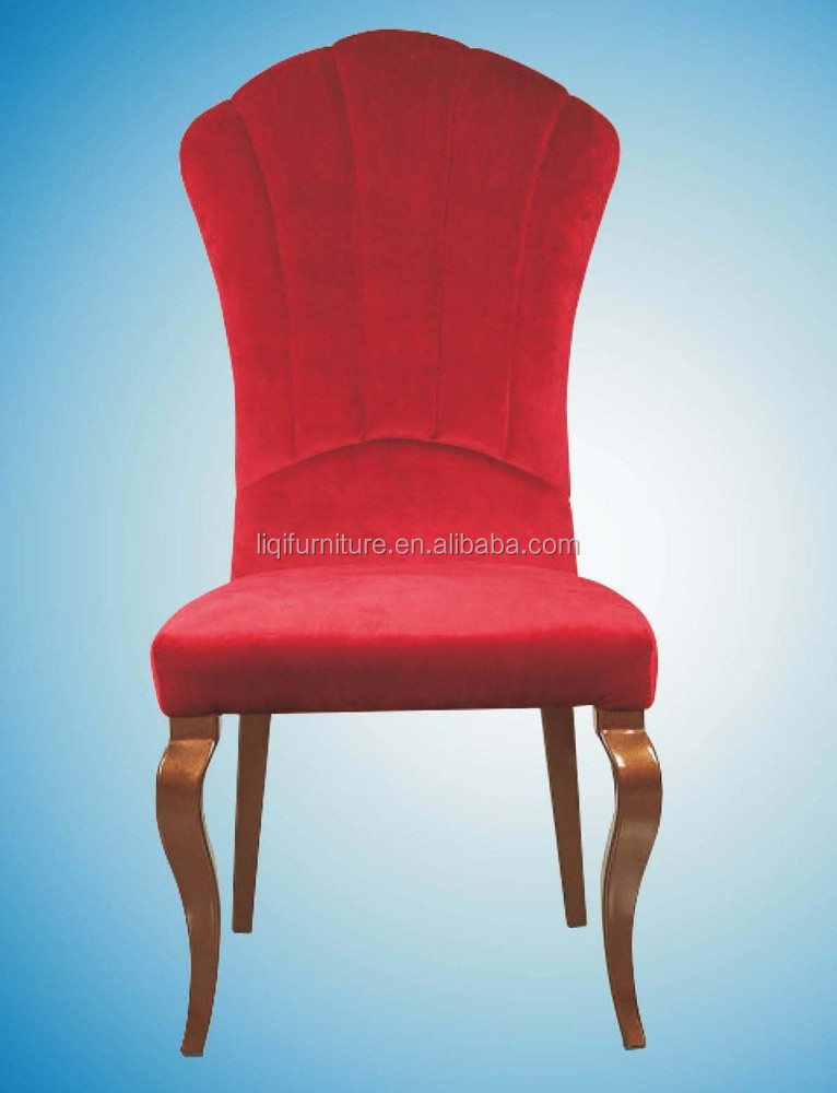 red velvet elegant comfortable upholstered luxury high crown back dining chair QL-E102