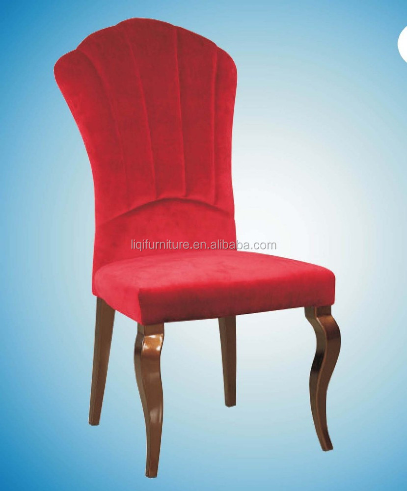 red velvet elegant comfortable upholstered luxury high crown back dining chair QL-E102