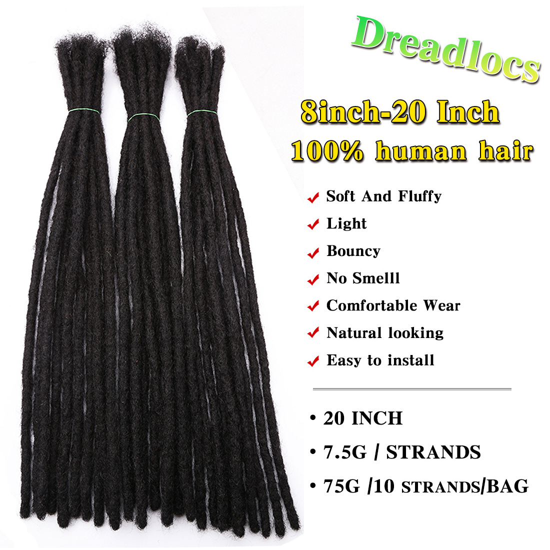 Drop shipping 100% soft natural afro kinky human hair dreadlock extension permanent loc extension human hair crochet dreadlock