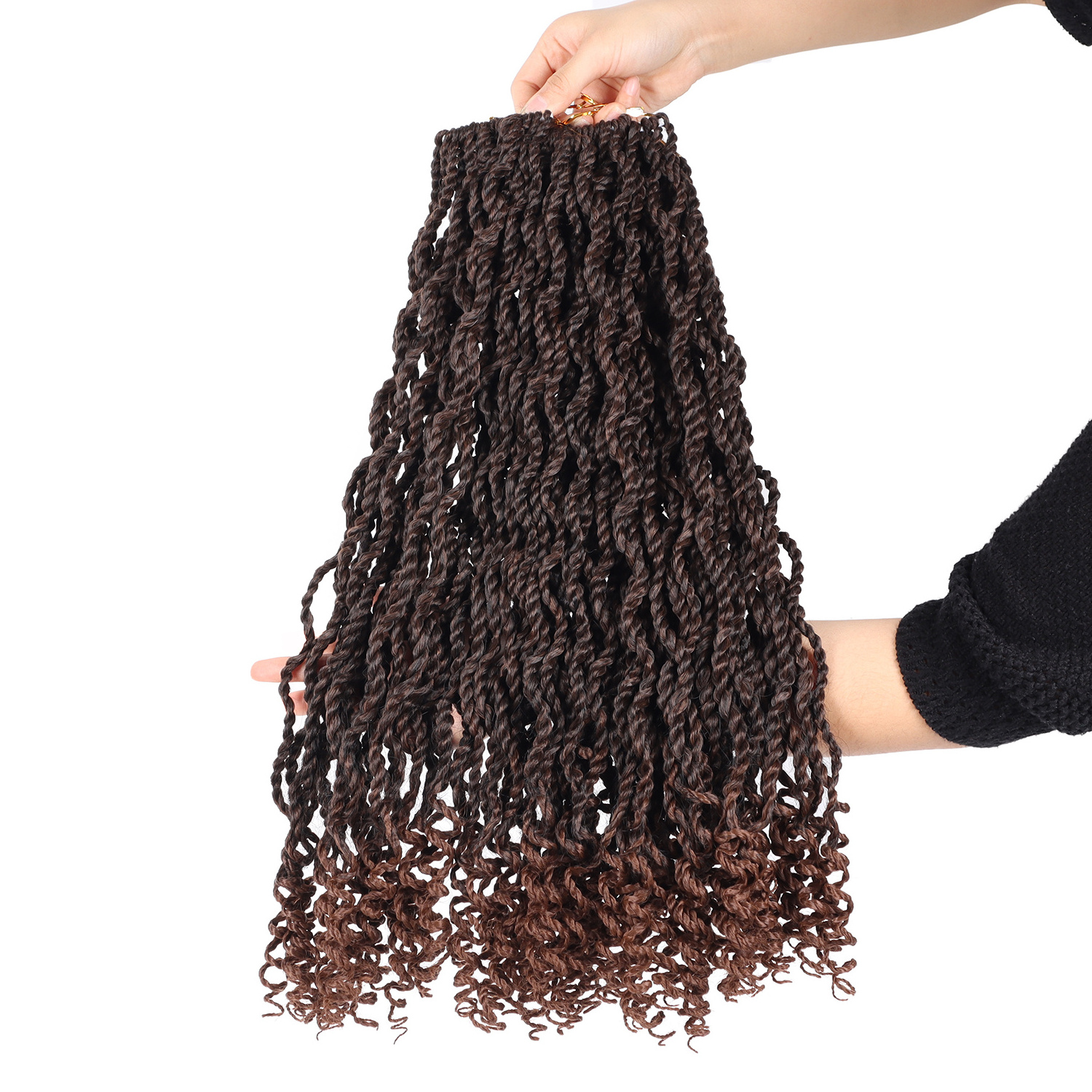 Factory price High quality wave end curly micro box braids jumbo hair extension wig crochet senegalese twist