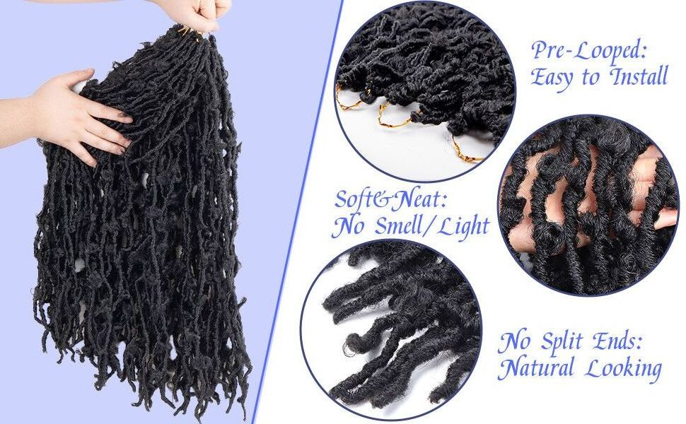 Private label 8 10 inch synthetic  crochet braid distressed butterfly locs crochet hair 12