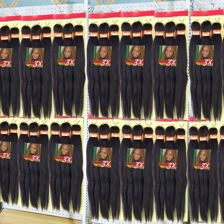 Wholesale bulk ombre 3X private label ez 50in synthetic pre-stretch pre stretched braiding hair for black people kids