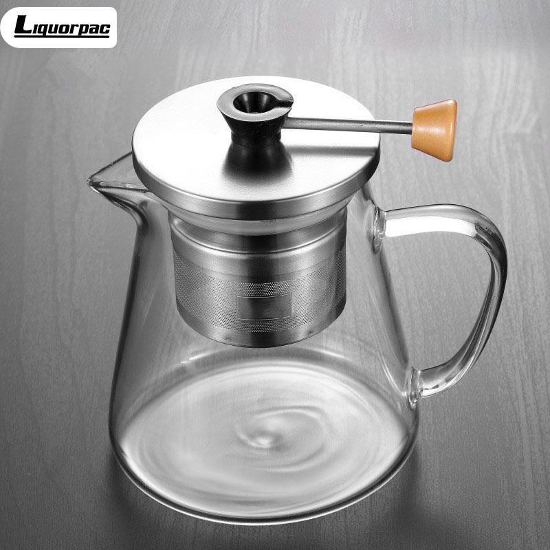 Hot sale clear glass handgrip 950ml 1500ml high borosilicate glass with lid coffee pot glass teapot