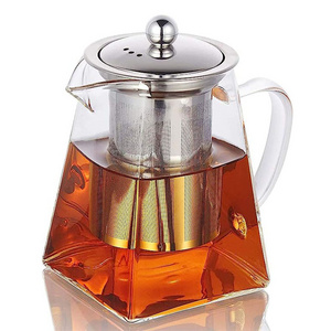 Hot Sell Tea Kettle and Tea Pot Maker Tea Infuser Teapot with Removable Stainless Steel Borosilicate Glass Color Box Modern