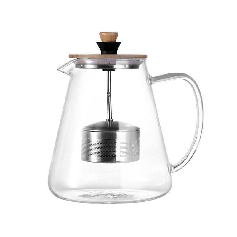 Hot sale clear glass handgrip 950ml 1500ml high borosilicate glass with lid coffee pot glass teapot