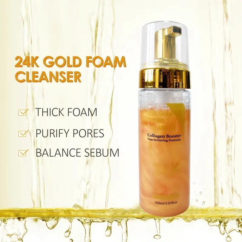 24k gold travel facial cleanser private label mini kids skin care children vitamin e anti aging deep cleaning face wash gel