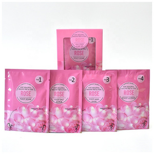 OEM Custom Crystal Jelly Pedicure 4 Steps Foot Bath Set Nature Rose Soothing Crystal Mud Pedi Jelly Foot Bath Spa Packets