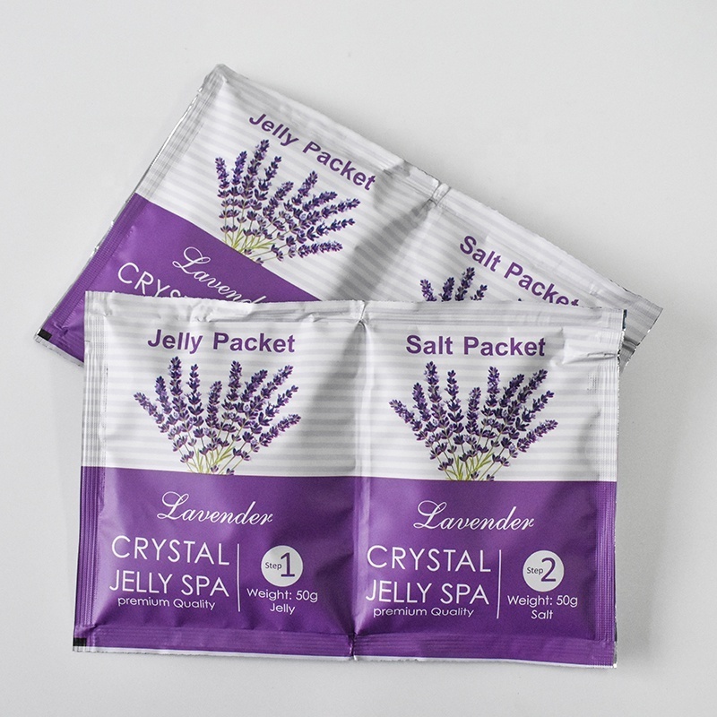 Private Label Pure Nature Lavender Crystal Jelly Spa Pedicur Foot Soak DIY Foo Jelly Spa Soften Whiten Foot Salt Scrub OEM