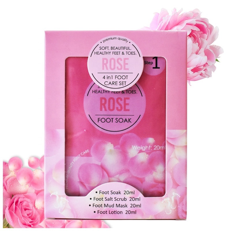 OEM 4 Steps Crystal Jelly Foot Bath Set Nature Rose Soothing Crystal Mud Pedi Jelly Foot Bath Spa Packets Pedicure