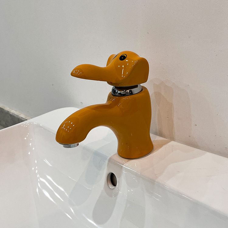 Kindergarten Children Cartoon Basin Faucet Elephant Bright Color Ceramic Faucet Unique Bathroom Faucets