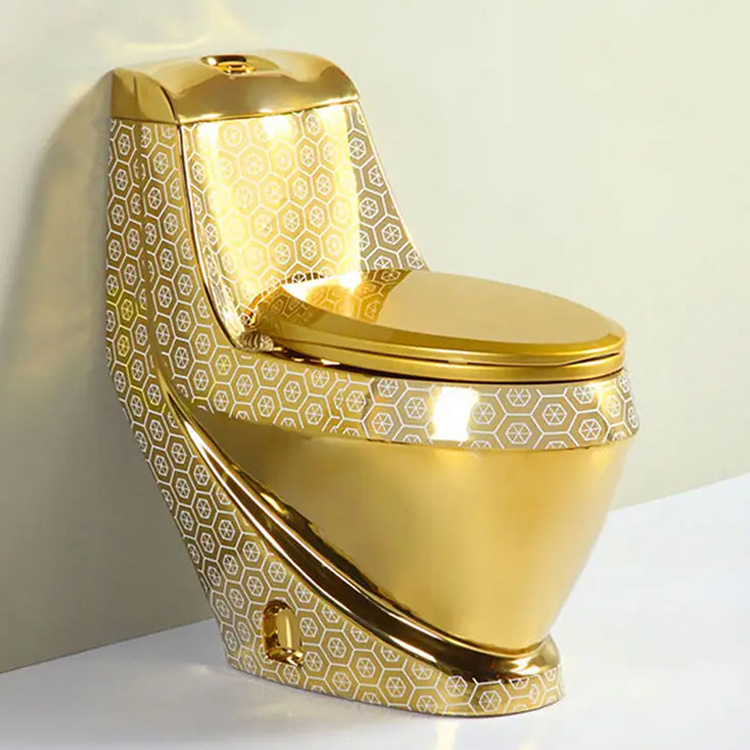 Wholesale Golden Plated Sanitary Wares Wc Strap 250mm One Piece Ceramic Gold Color Toilet