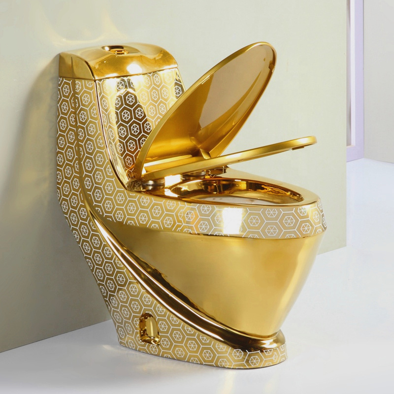 Wholesale Golden Plated Sanitary Wares Wc Strap 250mm One Piece Ceramic Gold Color Toilet