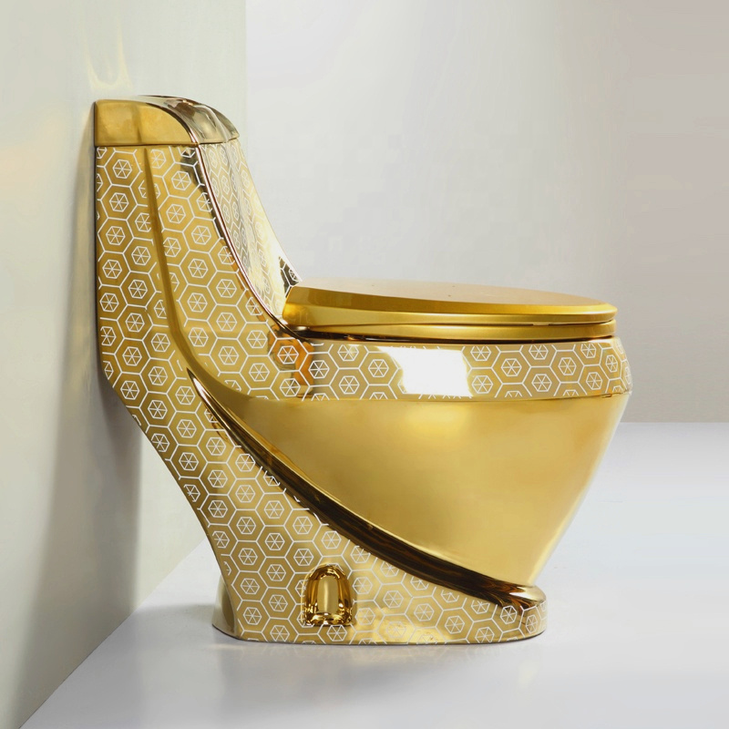 Wholesale Golden Plated Sanitary Wares Wc Strap 250mm One Piece Ceramic Gold Color Toilet