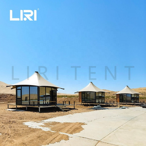 Outdoor Luxury  Large Hexagonal Glamping Safari Hotel Tents in the Desert