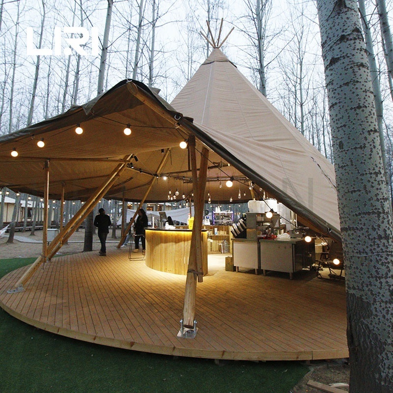 Large Luxury Glamping Wooden Pole Tipi Tent for Outdoor Wedding and Events