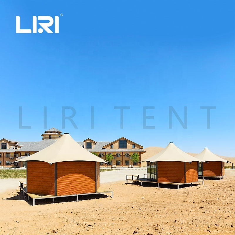 Outdoor Luxury  Large Hexagonal Glamping Safari Hotel Tents in the Desert