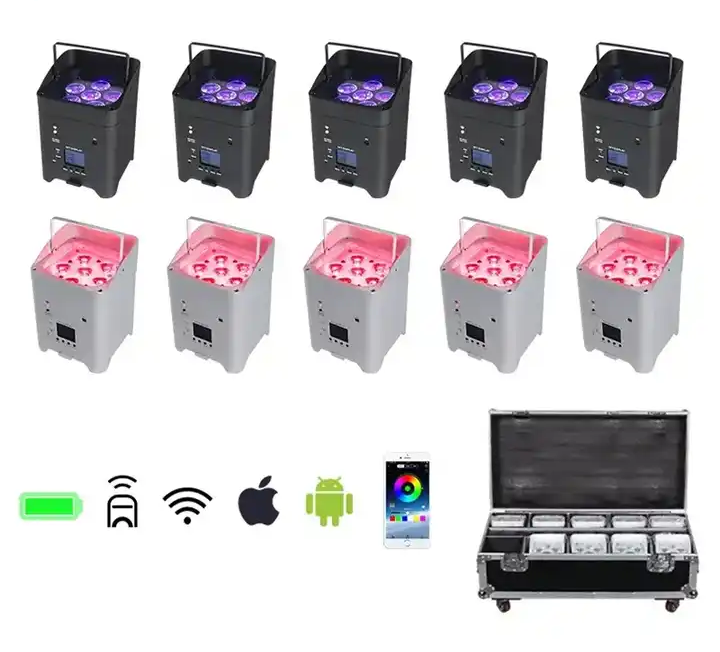 10pcs with case Battery wireless par 6x18w rgbwa uv 6in1 dj Par light IR remote and Wifi Control Led Par For Stage Party Show