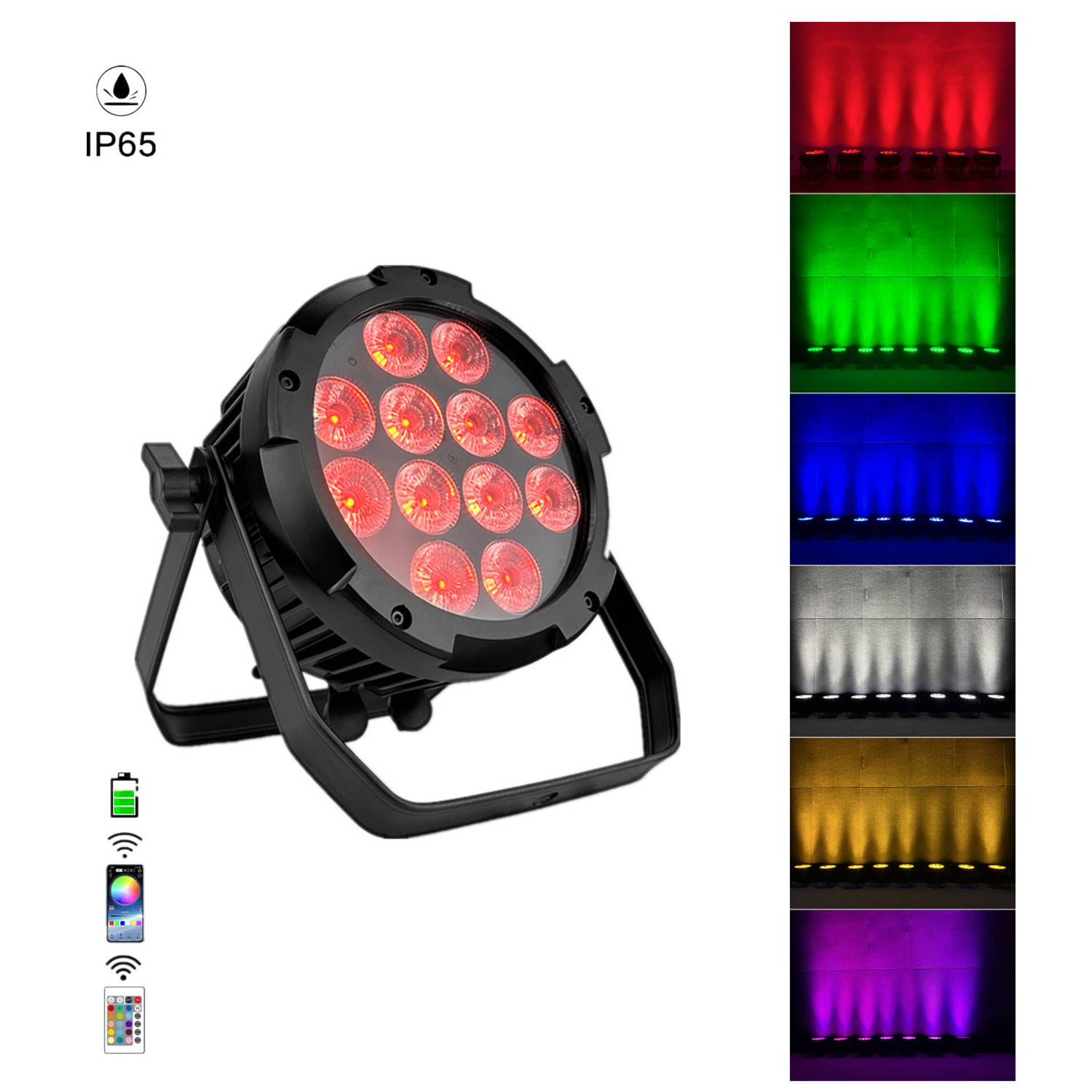 Outdoor Waterproof 12*18w RGBWA UV LED Stage Lights WIFI Wireless Battery Led Par Light