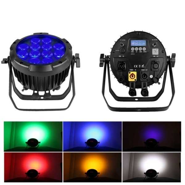 Waterproof Battery Powered Wireless Remote DMX Wall Washer 12x18W rgbwa uv 6in1 IP65 Outdoor Flat led par lights