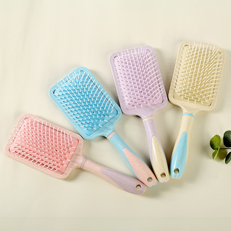 BSCI Audited Factory Lirong  New  air cushion pink  wheat straw material comb and wet hair brush ,soft ,customized comb