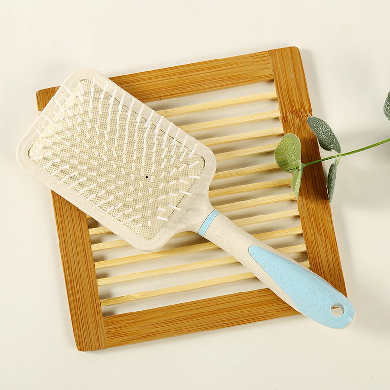 BSCI Audited Factory Lirong  New  air cushion pink  wheat straw material comb and wet hair brush ,soft ,customized comb